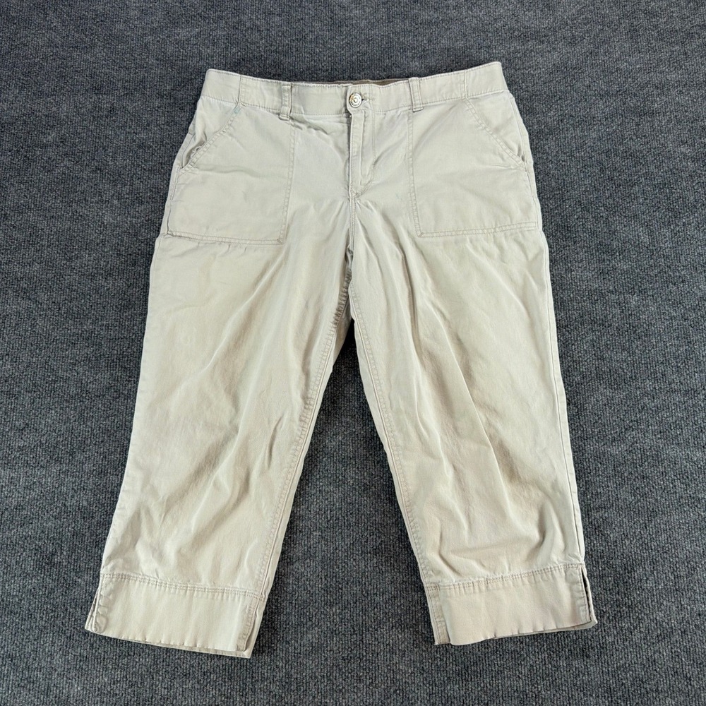 Gloria Vanderbilt Amanda Khaki Capri Pants‎ Tan Cropped Trousers Womens Size 10
